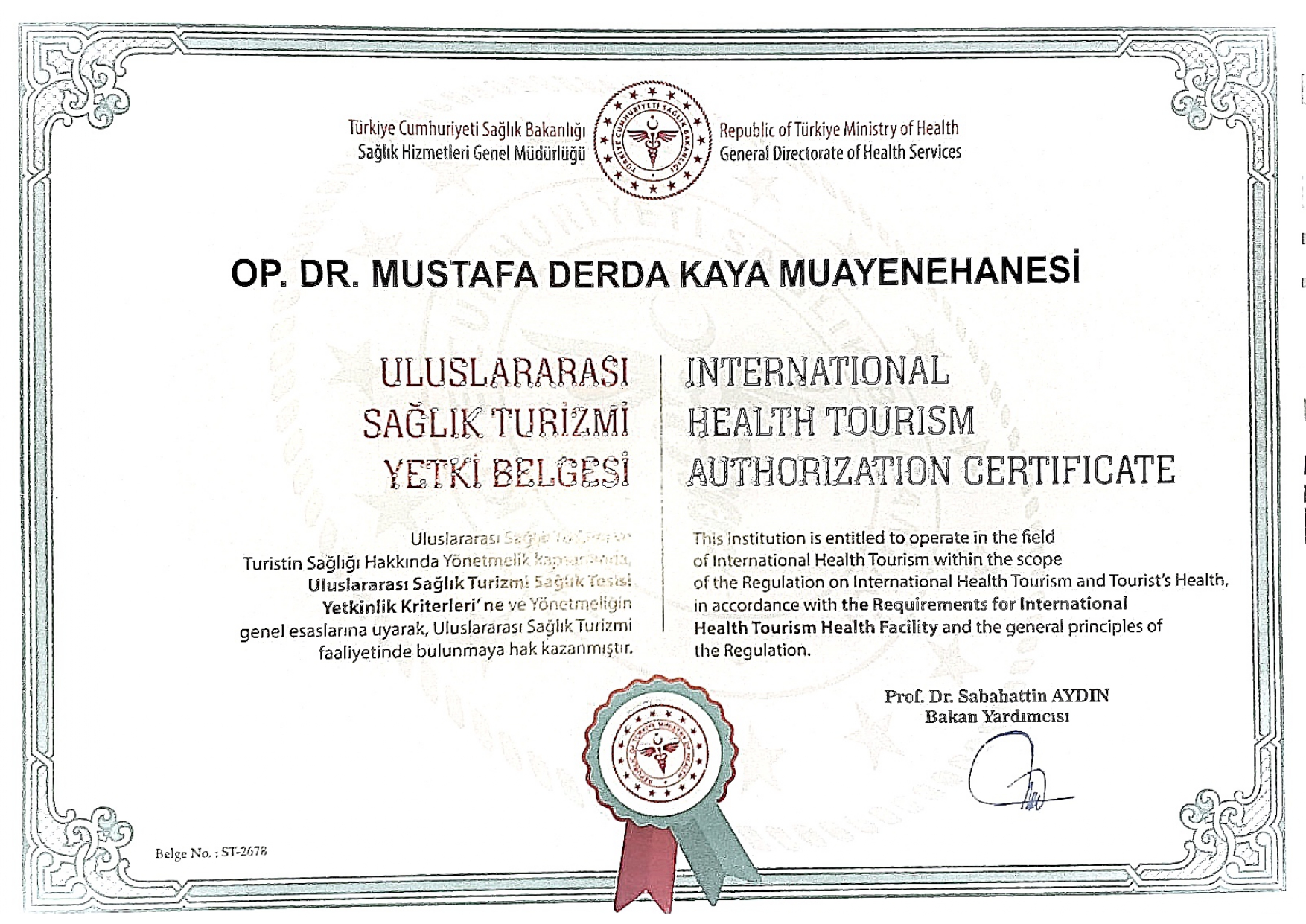 Derda Kaya Yetki Belgesi