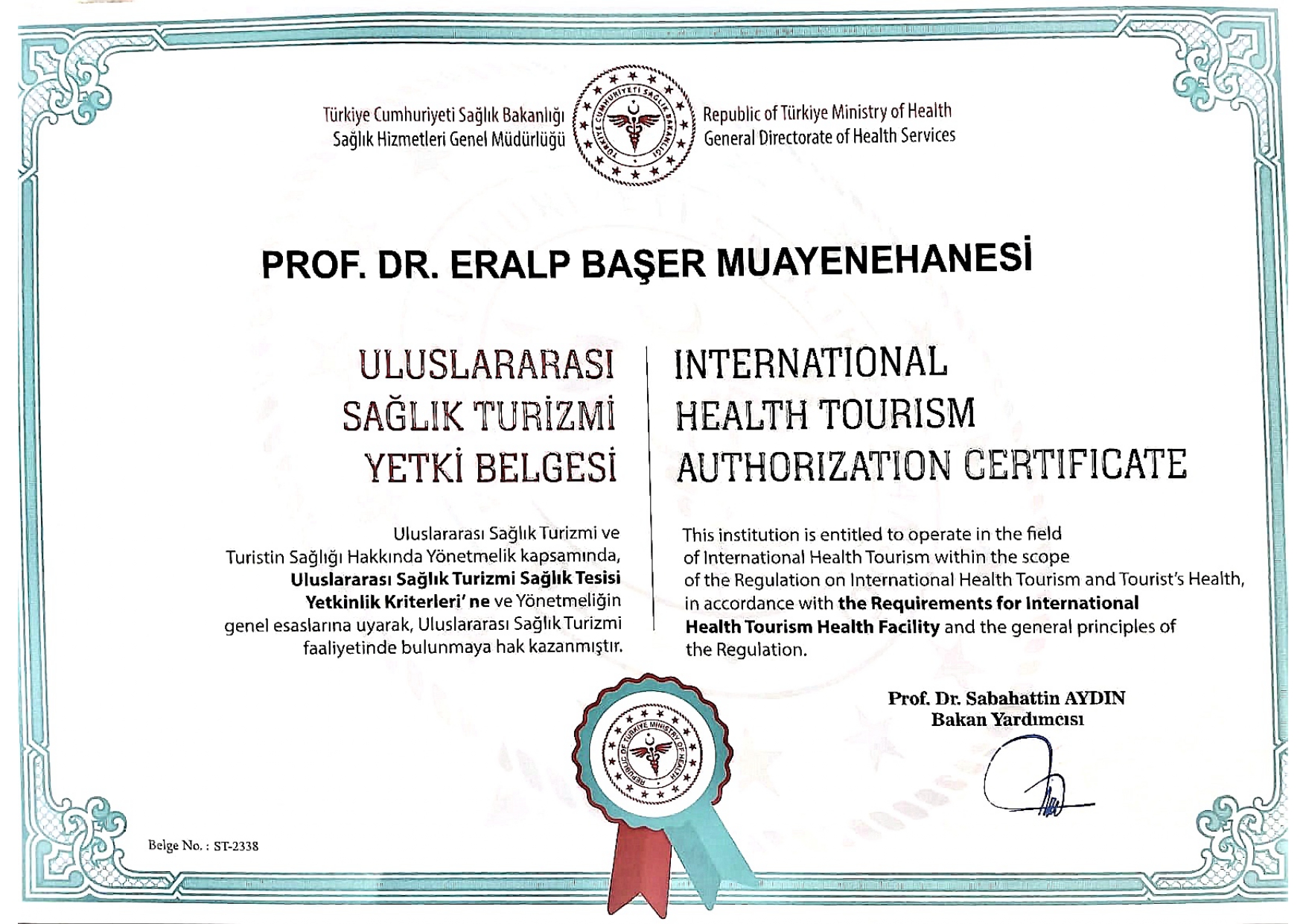 Eralp Başer Yetki Belgesi