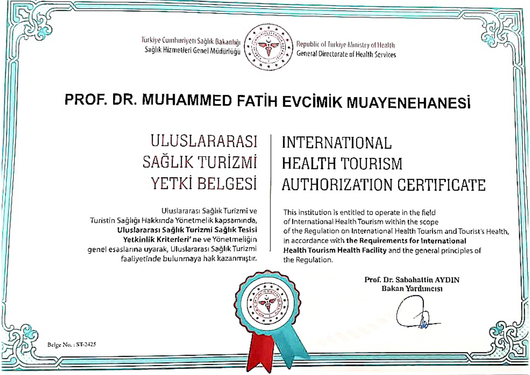 Fatih Evcimik Yetki Belgesi